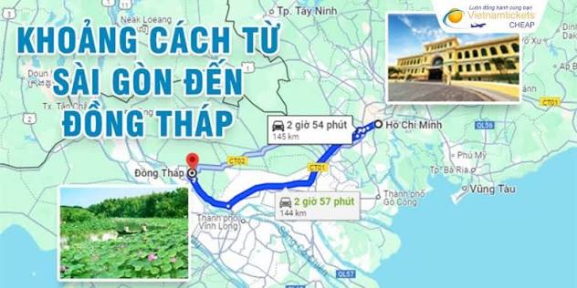 kHOẢNG CÁCH SÀI GÒN ĐI ĐỒNG THÁP