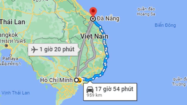 khoảng cách sài gòn đi đà nẵng